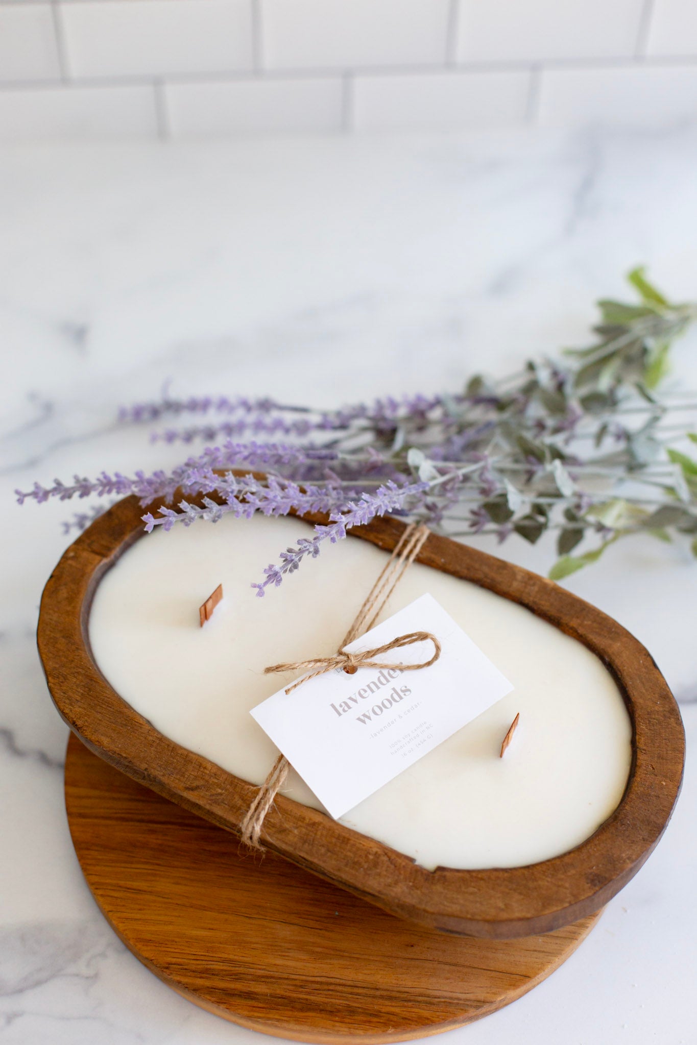Lavender Woods Wooden Dough Bowl