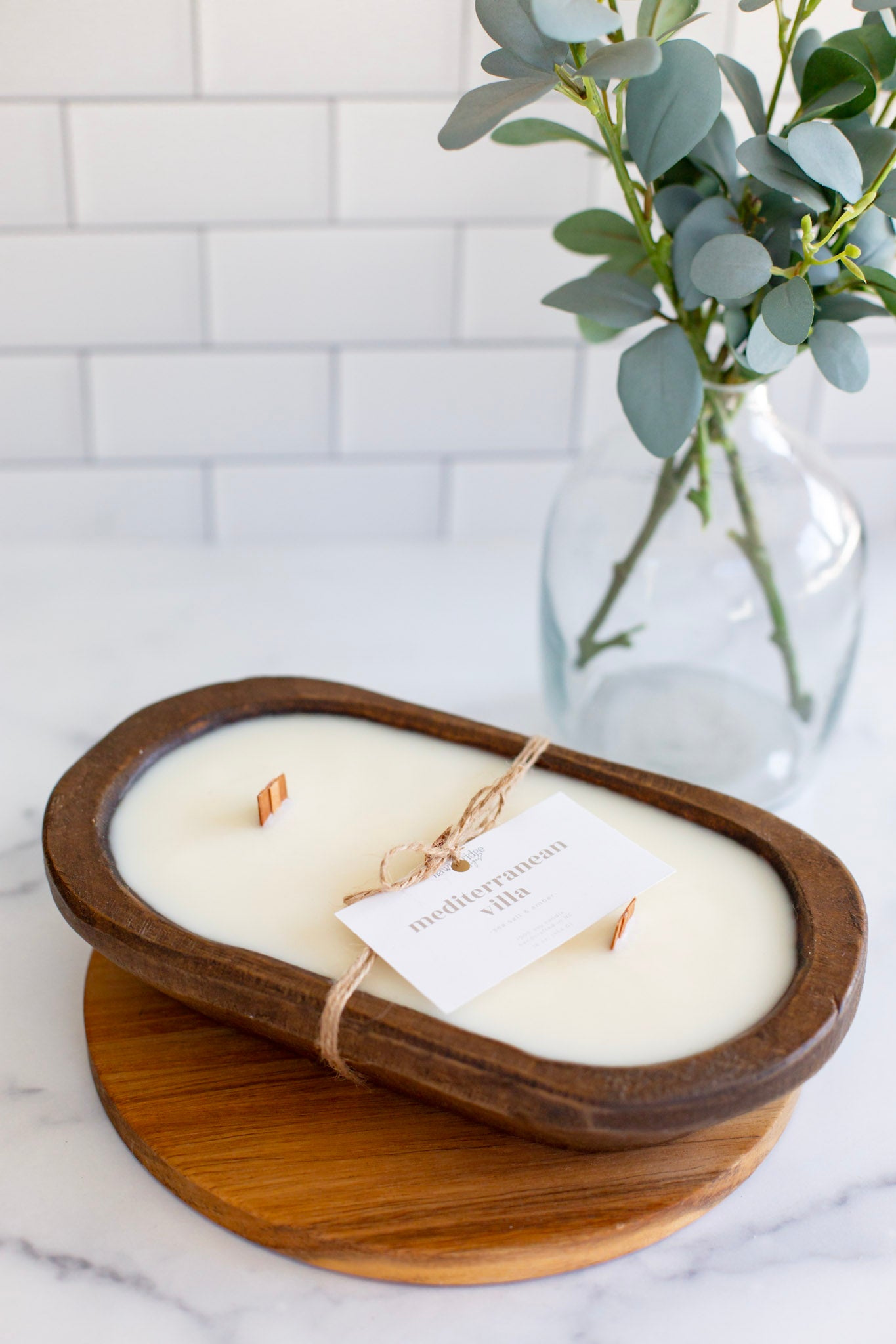 Mediterranean Villa Wooden Dough Bowl