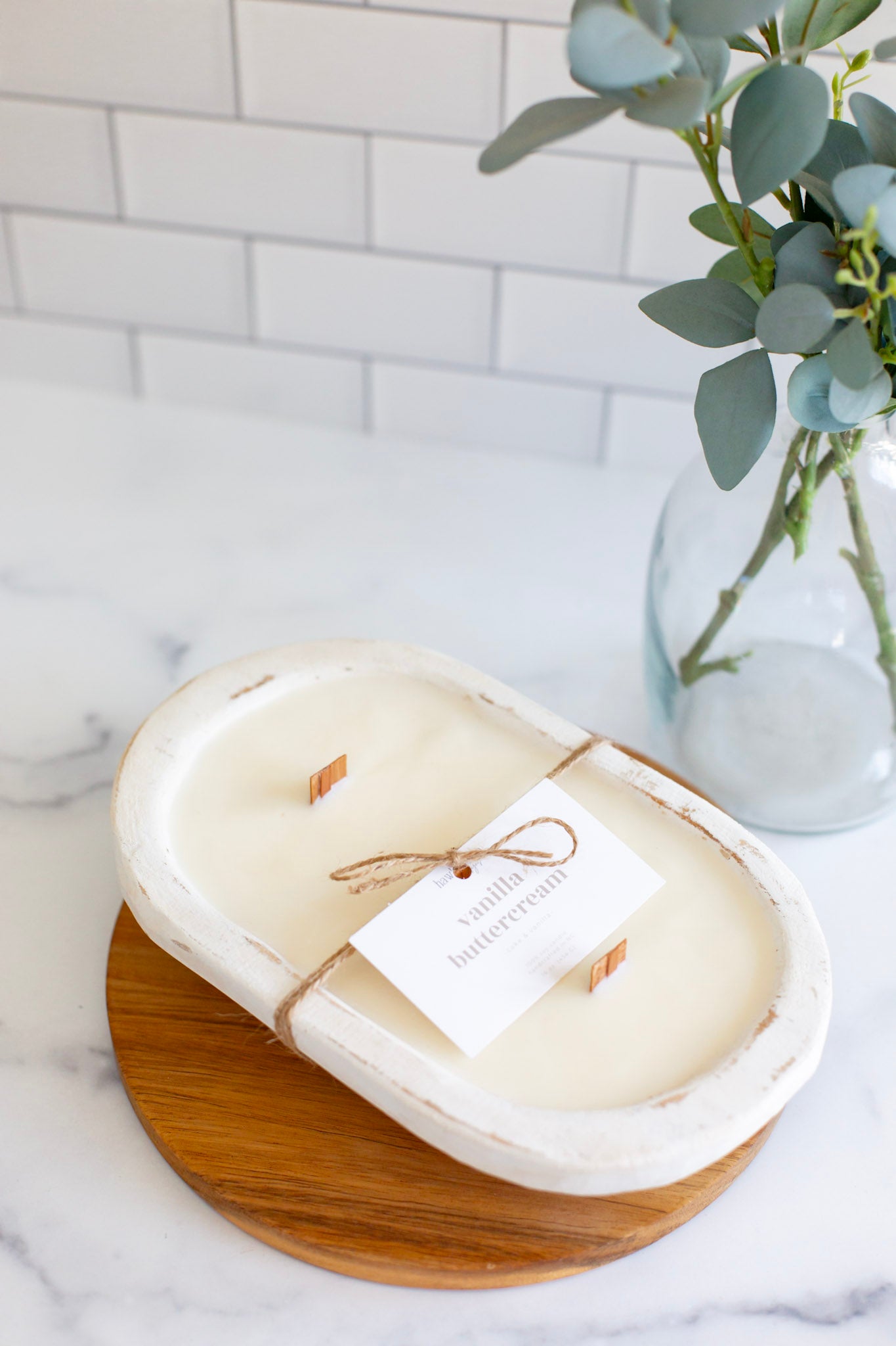 Vanilla Buttercream Wooden Dough Bowl