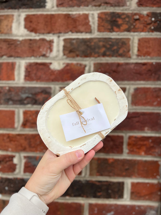 Mini Wooden Dough Bowl Candle