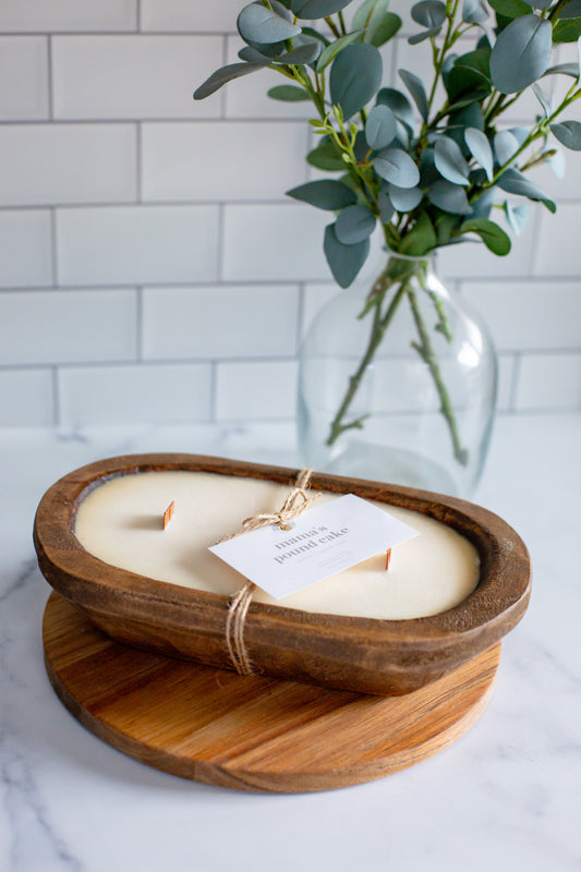 Wooden Dough Bowl Candle